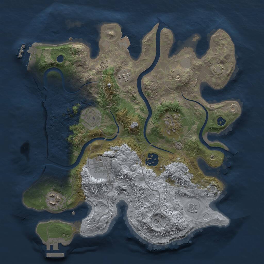 Rust Map: Procedural Map, Size: 3000, Seed: 5566874, 12 Monuments