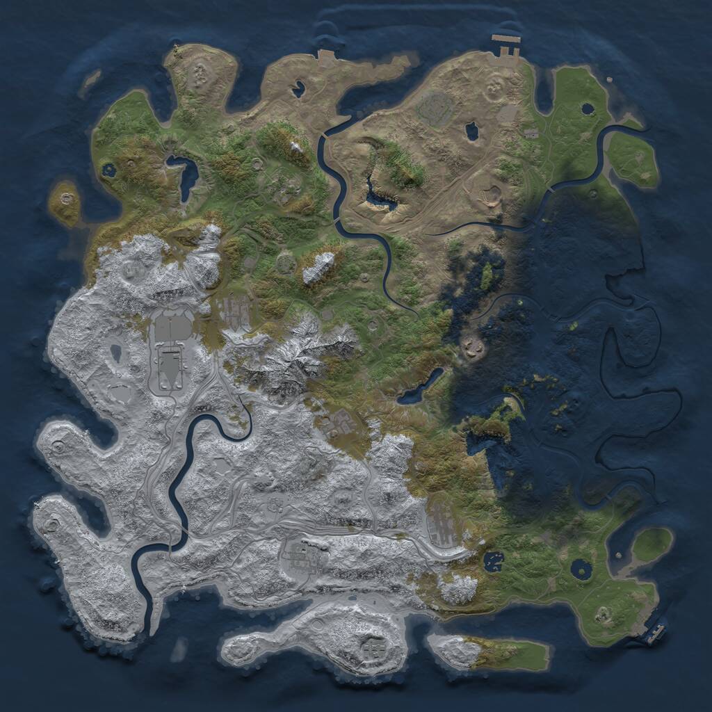 Rust Map: Procedural Map, Size: 5000, Seed: 732985, 17 Monuments
