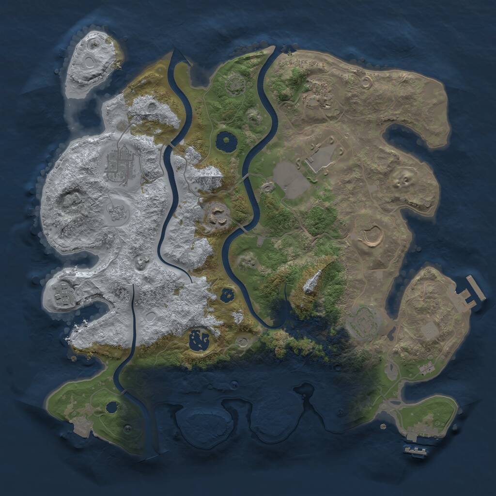 Rust Map: Procedural Map, Size: 3500, Seed: 931278394, 14 Monuments