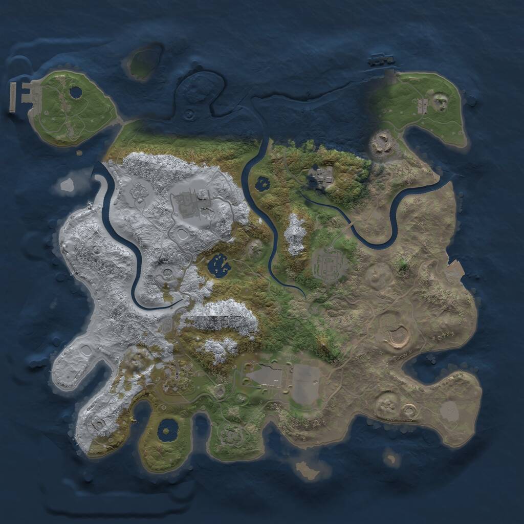 Rust Map: Procedural Map, Size: 3500, Seed: 6901, 14 Monuments