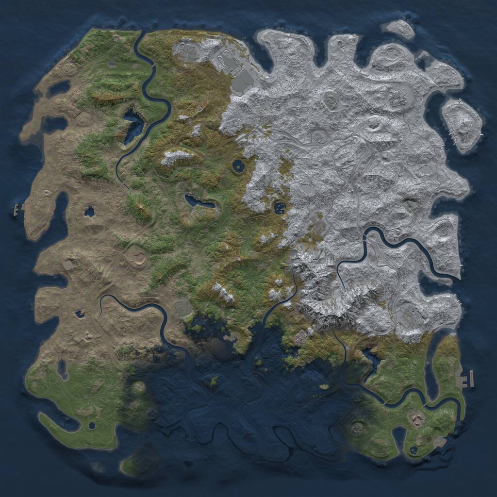Rust Map: Procedural Map, Size: 6000, Seed: 952324993, 17 Monuments