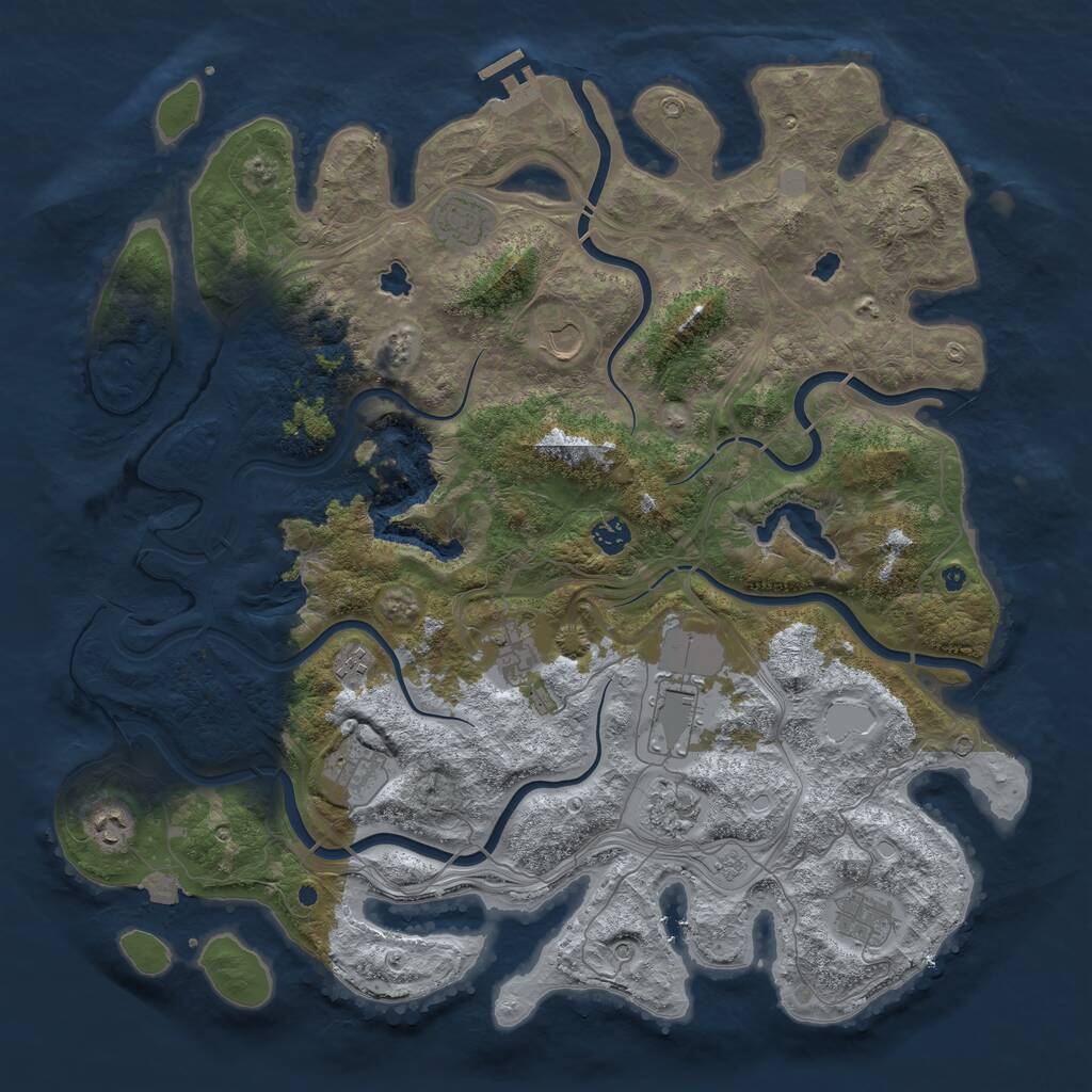 Rust Map: Procedural Map, Size: 4500, Seed: 672754411, 15 Monuments