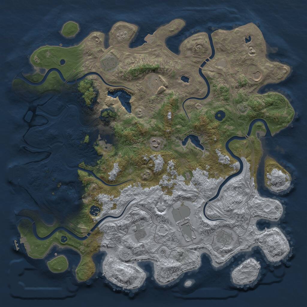 Rust Map: Procedural Map, Size: 4500, Seed: 198137162, 16 Monuments
