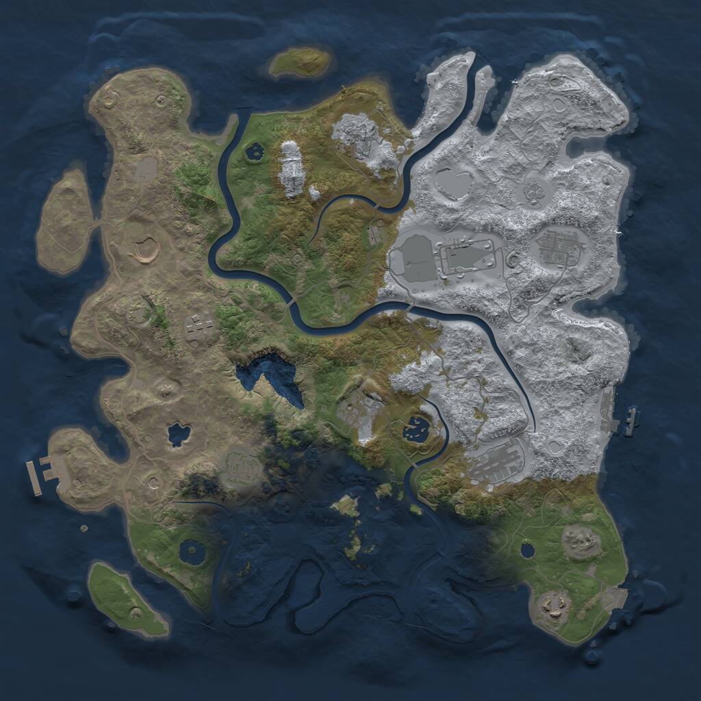 Rust Map: Procedural Map, Size: 4000, Seed: 1689031430, 16 Monuments