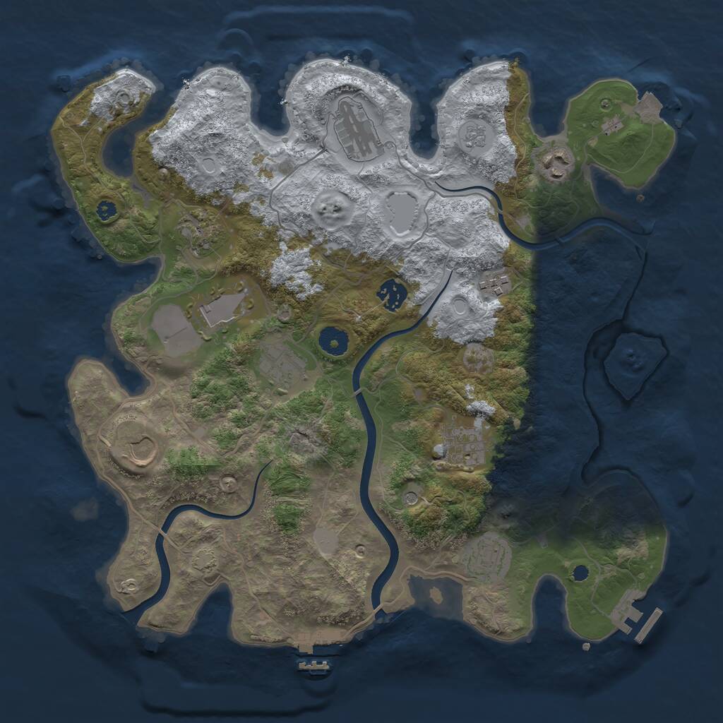 Rust Map: Procedural Map, Size: 3700, Seed: 526073853, 16 Monuments