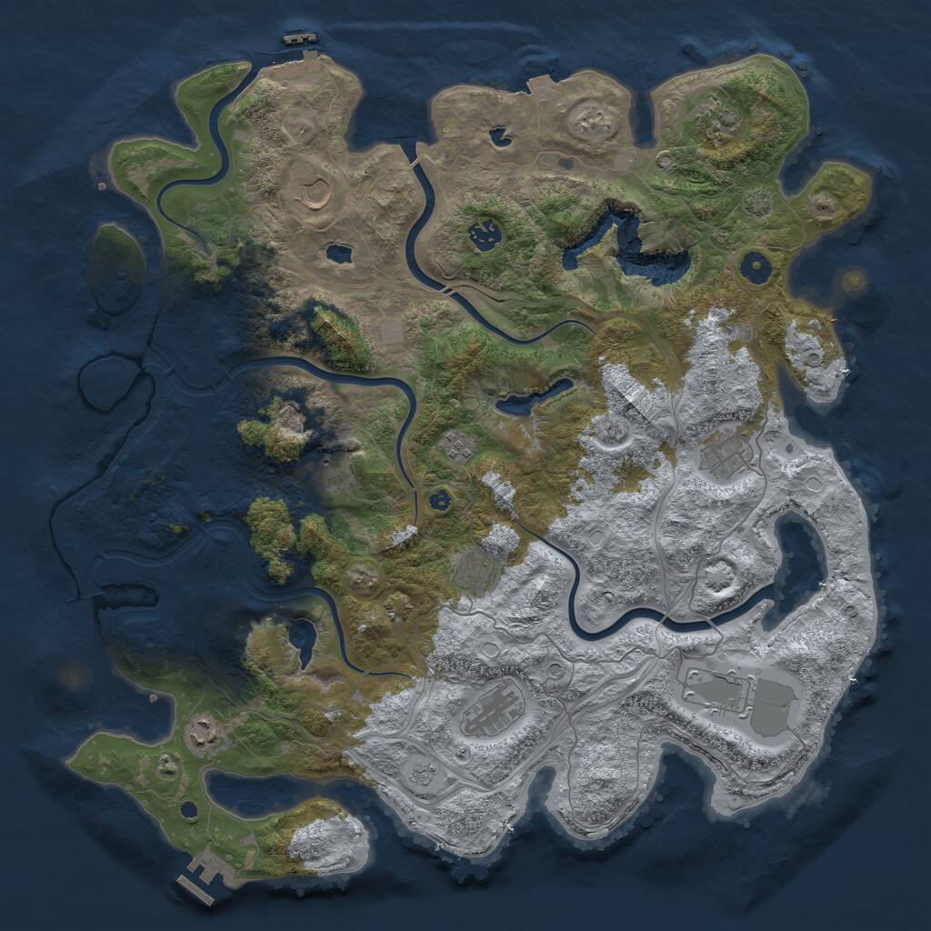 Rust Map: Procedural Map, Size: 4500, Seed: 312478808, 16 Monuments