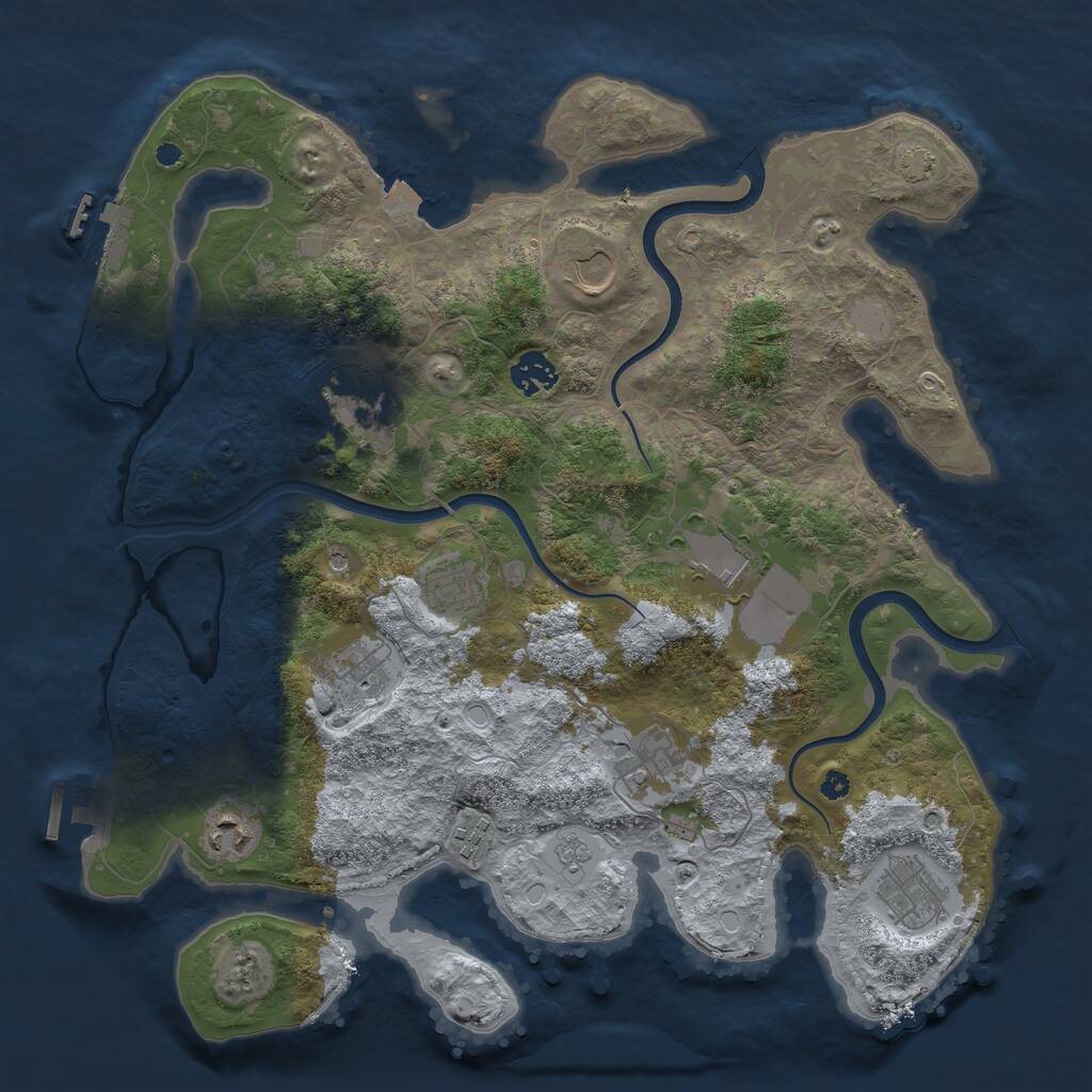 Rust Map: Procedural Map, Size: 3750, Seed: 163608114, 16 Monuments