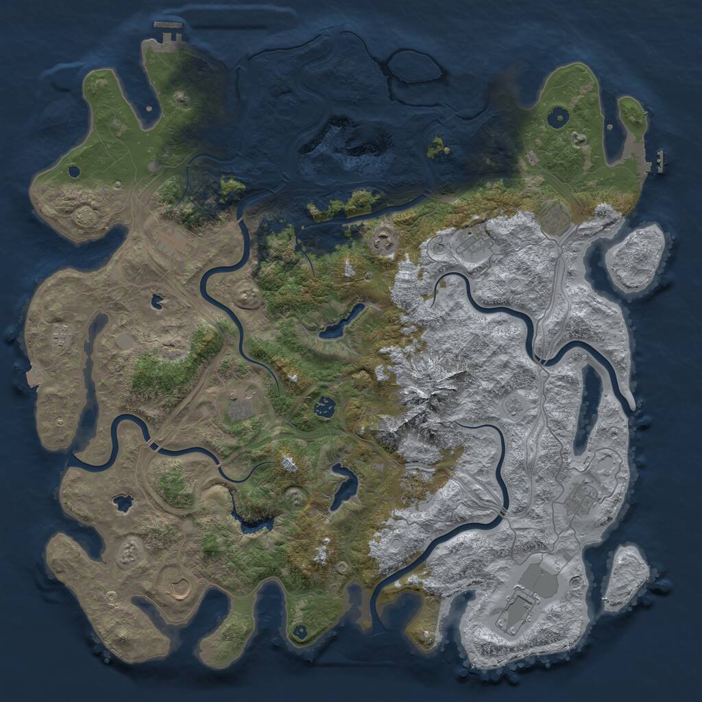 Rust Map: Procedural Map, Size: 5000, Seed: 675747465, 17 Monuments