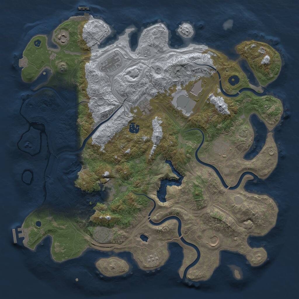 Rust Map: Procedural Map, Size: 4250, Seed: 1327755387, 16 Monuments