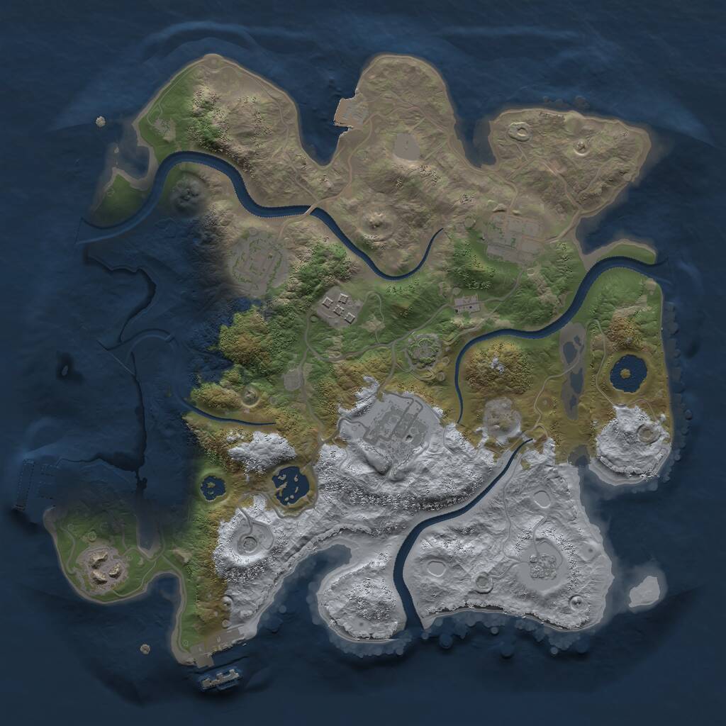 Rust Map: Procedural Map, Size: 3000, Seed: 730380387, 12 Monuments