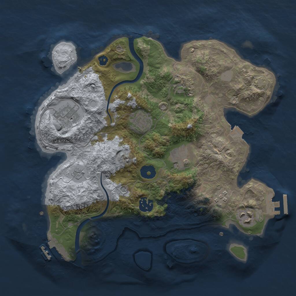 Rust Map: Procedural Map, Size: 3000, Seed: 1791748941, 13 Monuments