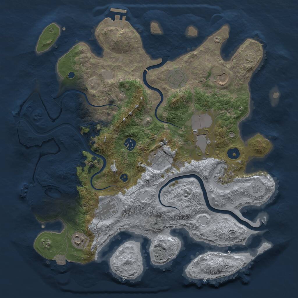 Rust Map: Procedural Map, Size: 3750, Seed: 1111827407, 15 Monuments