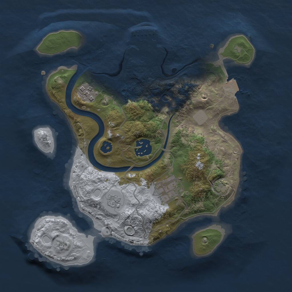 Rust Map: Procedural Map, Size: 2500, Seed: 1274213210, 8 Monuments