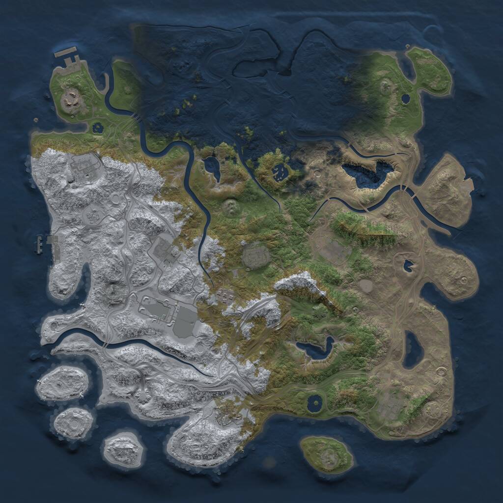 Rust Map: Procedural Map, Size: 4500, Seed: 257499773, 16 Monuments