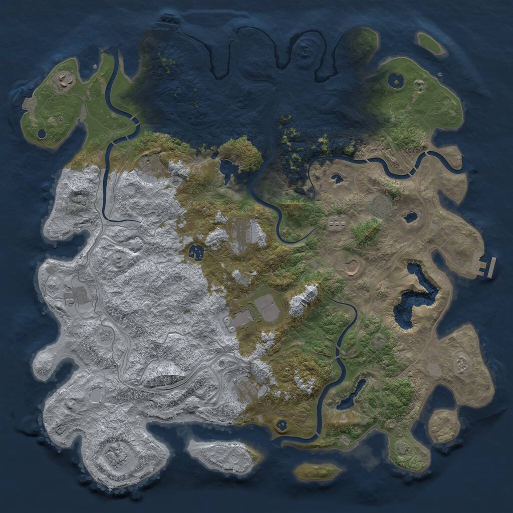 Rust Map: Procedural Map, Size: 4900, Seed: 1194050616, 17 Monuments