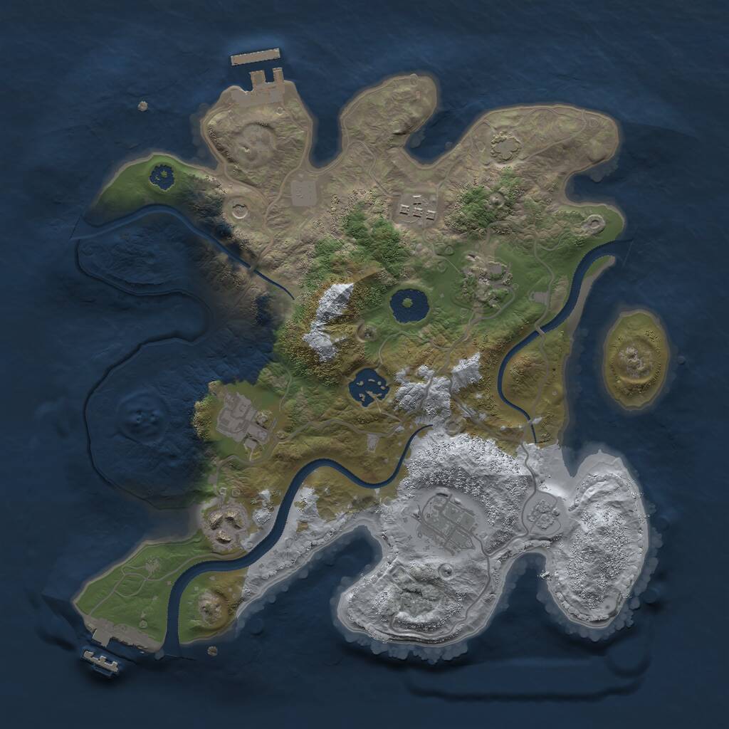 Rust Map: Procedural Map, Size: 3000, Seed: 1869223701, 12 Monuments