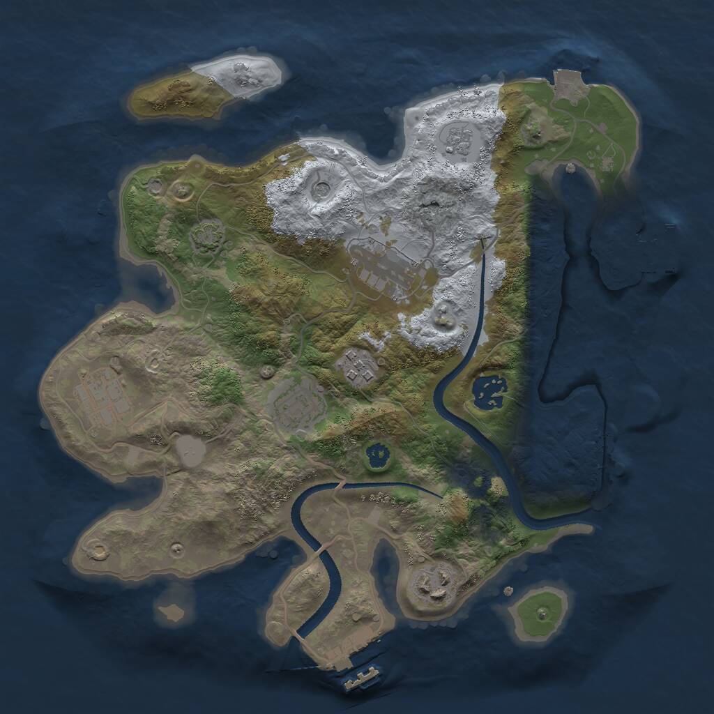 Rust Map: Procedural Map, Size: 3000, Seed: 34669, 12 Monuments
