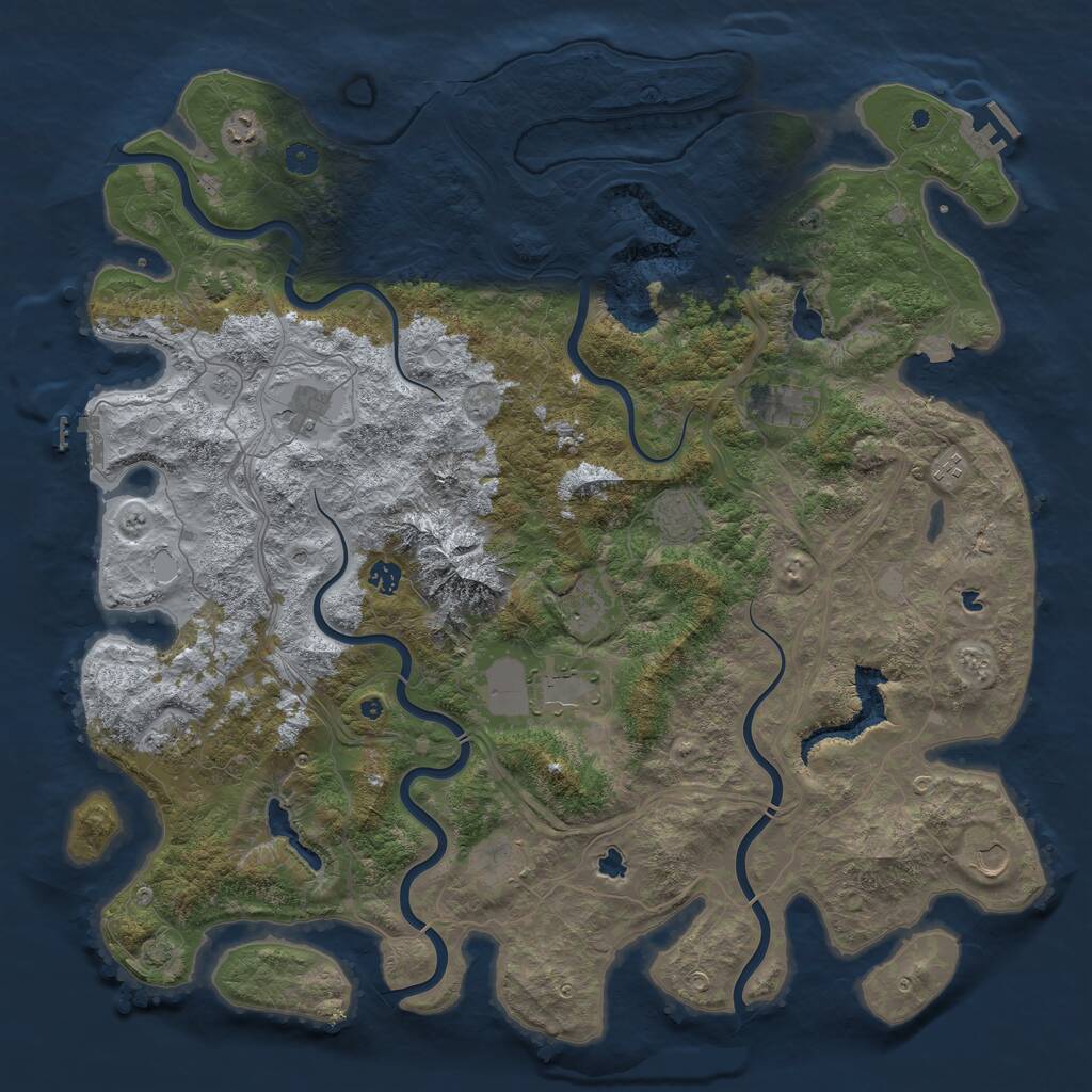 Rust Map: Procedural Map, Size: 5000, Seed: 744564, 17 Monuments