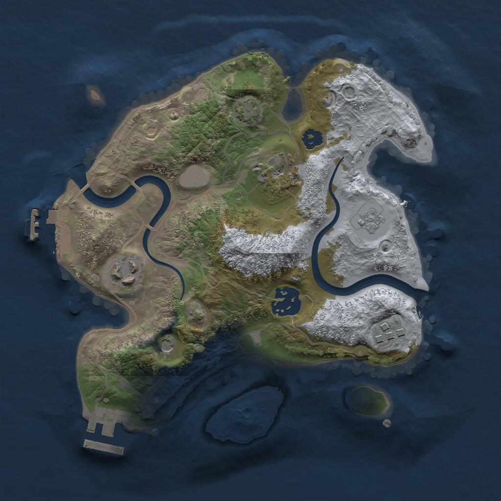 Rust Map: Procedural Map, Size: 2500, Seed: 1318496963, 10 Monuments