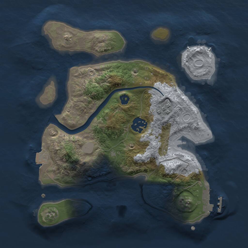 Rust Map: Procedural Map, Size: 2500, Seed: 52928, 5 Monuments