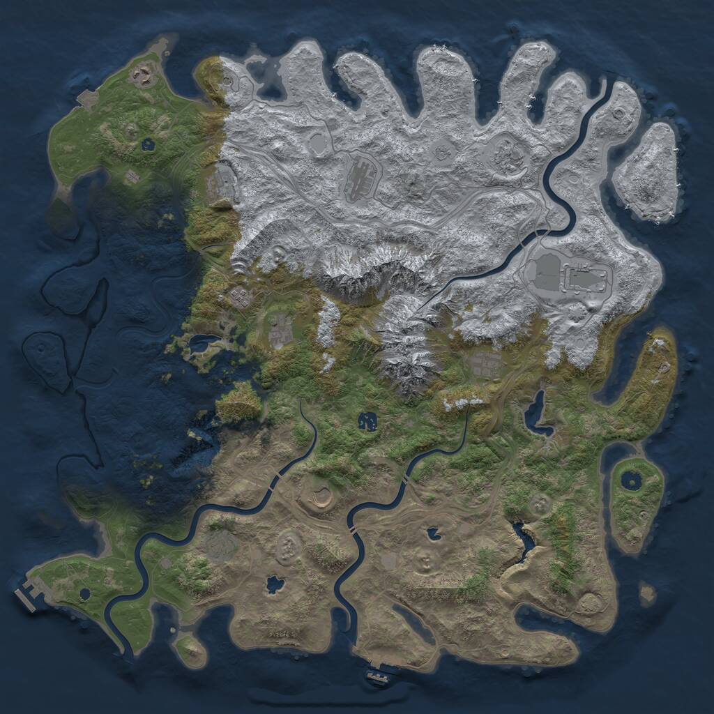 Rust Map: Procedural Map, Size: 5250, Seed: 15432789, 17 Monuments