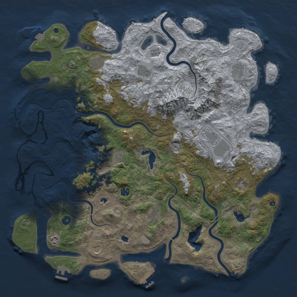 Rust Map: Procedural Map, Size: 5000, Seed: 1806890103, 17 Monuments