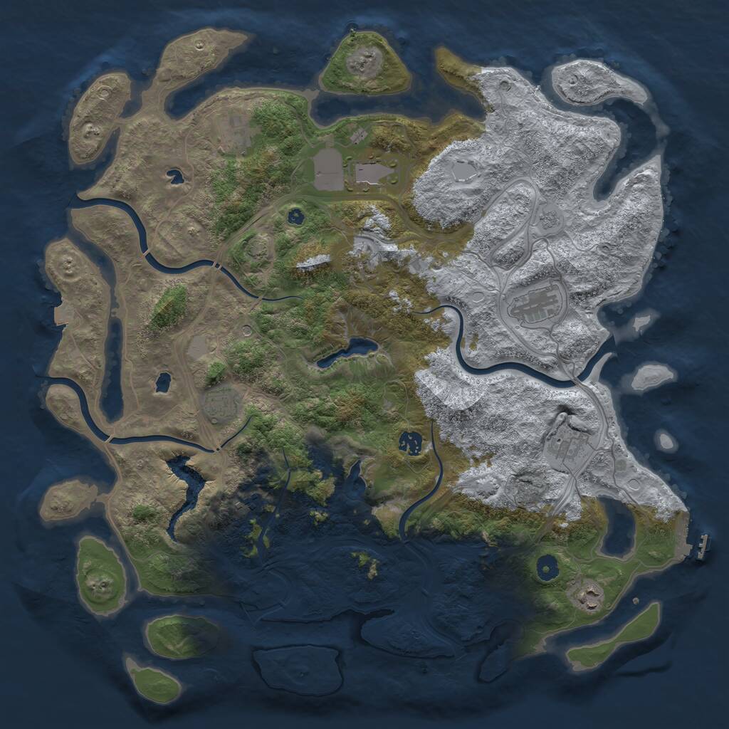 Rust Map: Procedural Map, Size: 4500, Seed: 896083391, 14 Monuments