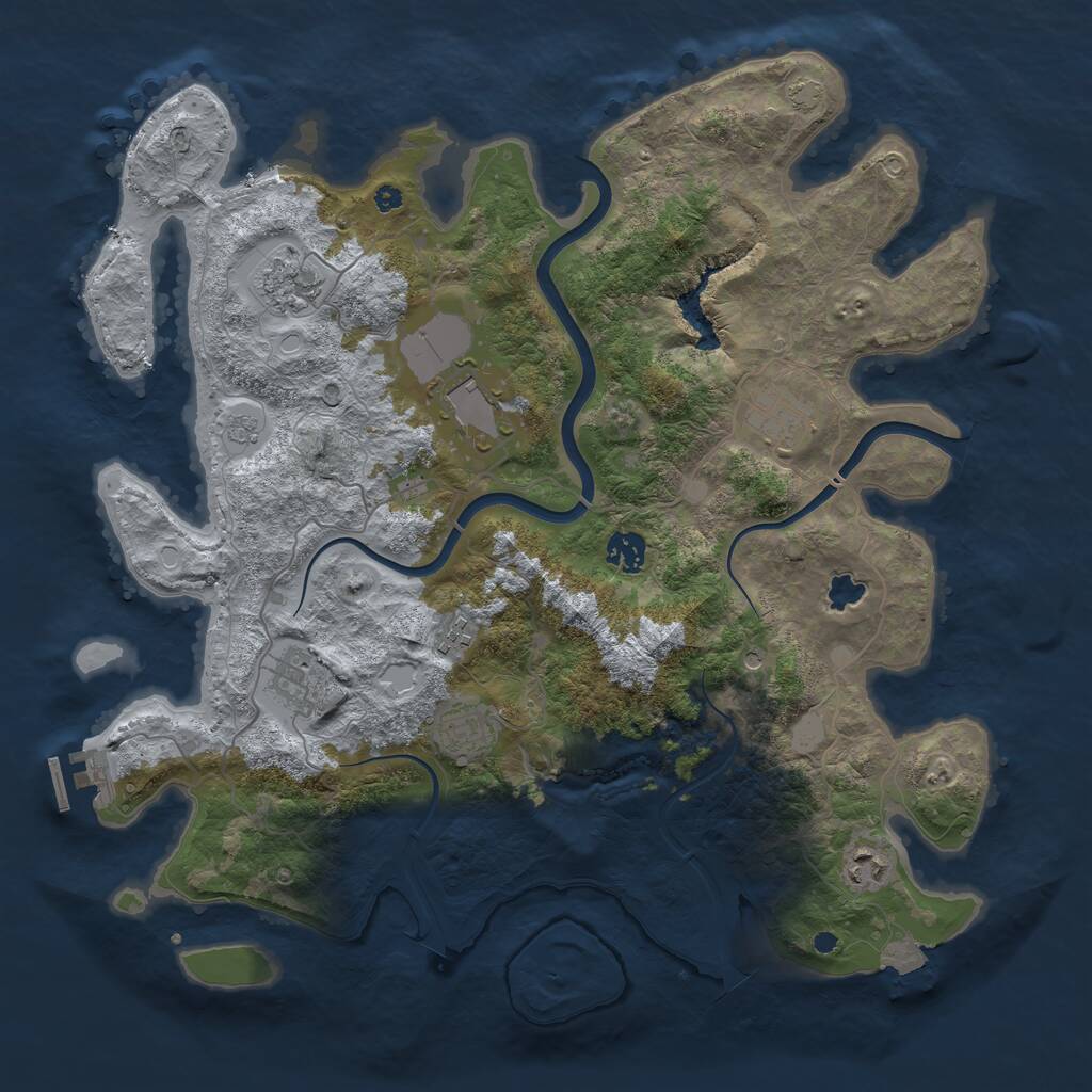 Rust Map: Procedural Map, Size: 4000, Seed: 632899259, 13 Monuments