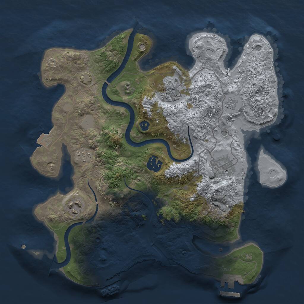 Rust Map: Procedural Map, Size: 3000, Seed: 694209, 11 Monuments