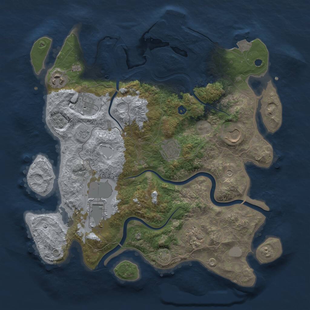 Rust Map: Procedural Map, Size: 3500, Seed: 16650, 12 Monuments