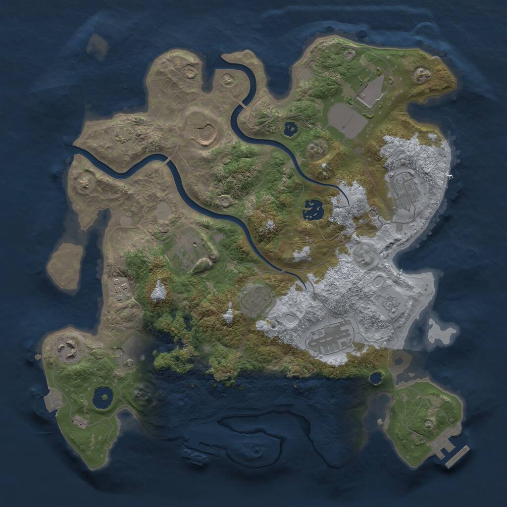 Rust Map: Procedural Map, Size: 3500, Seed: 878102923, 16 Monuments