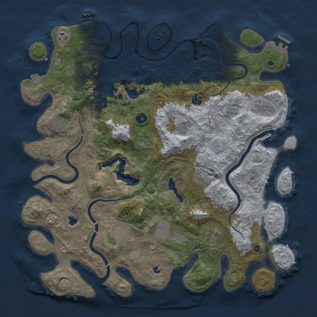 Rust Map: Procedural Map, Size: 4500, Seed: 169432684, 16 Monuments