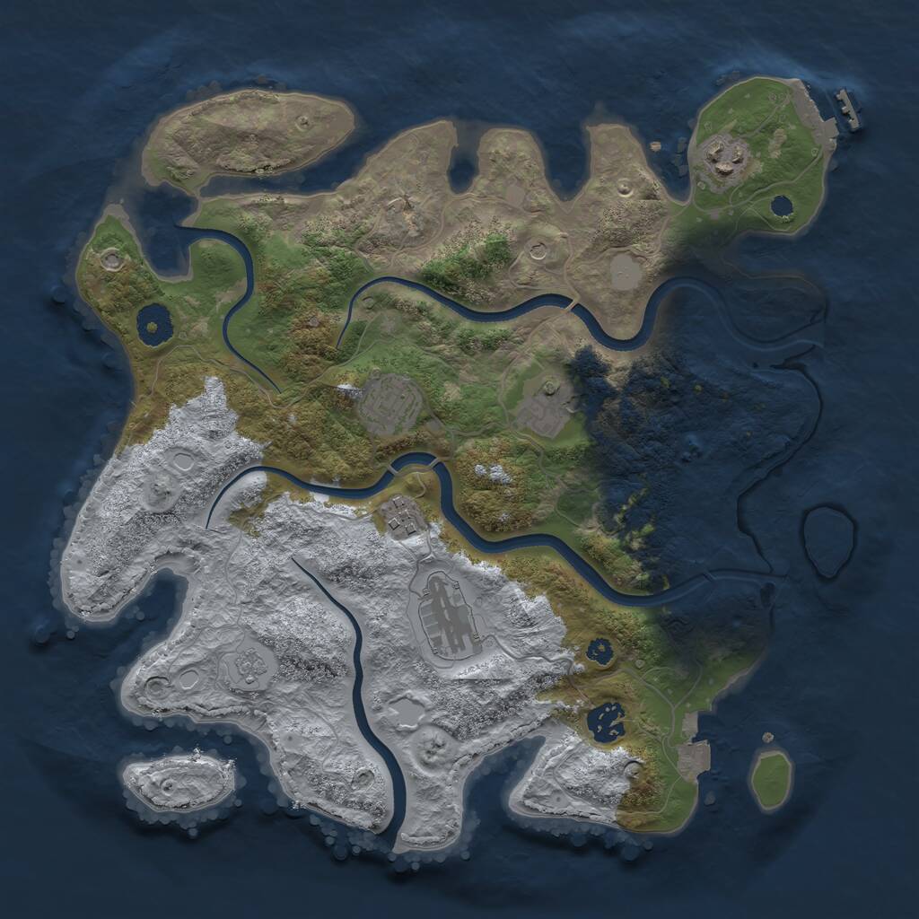 Rust Map: Procedural Map, Size: 3500, Seed: 641419927, 11 Monuments