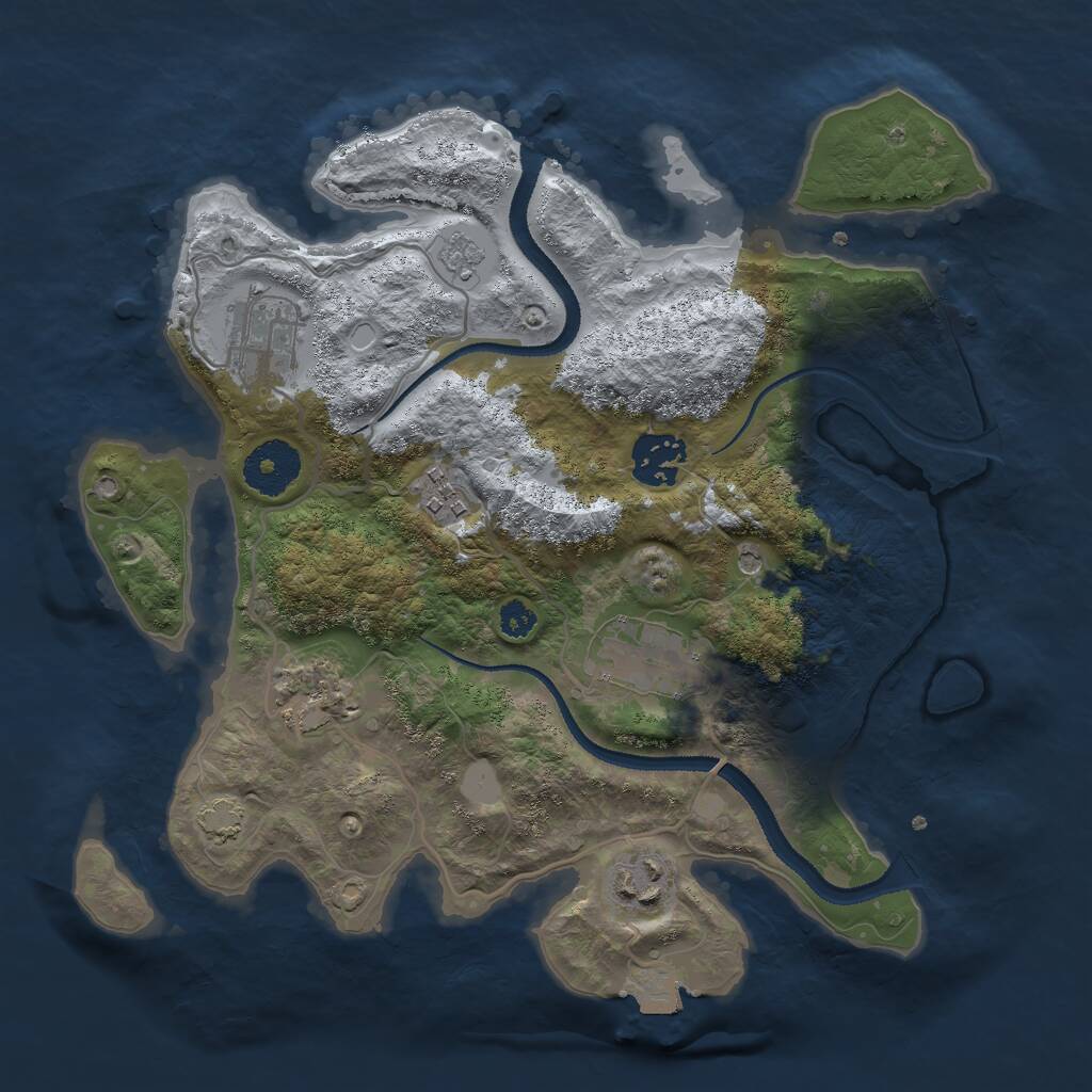 Rust Map: Procedural Map, Size: 3000, Seed: 77701052, 10 Monuments