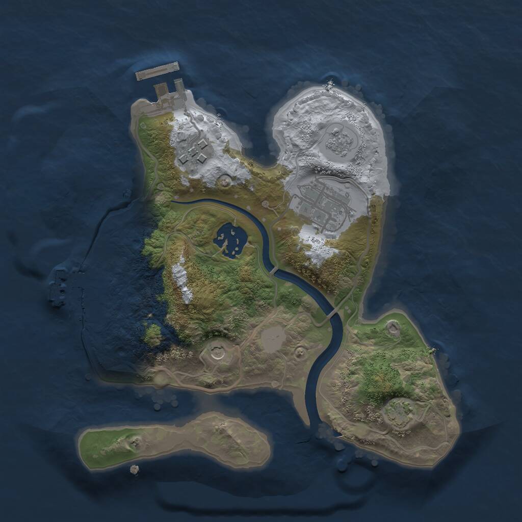 Rust Map: Procedural Map, Size: 2400, Seed: 185884024, 9 Monuments