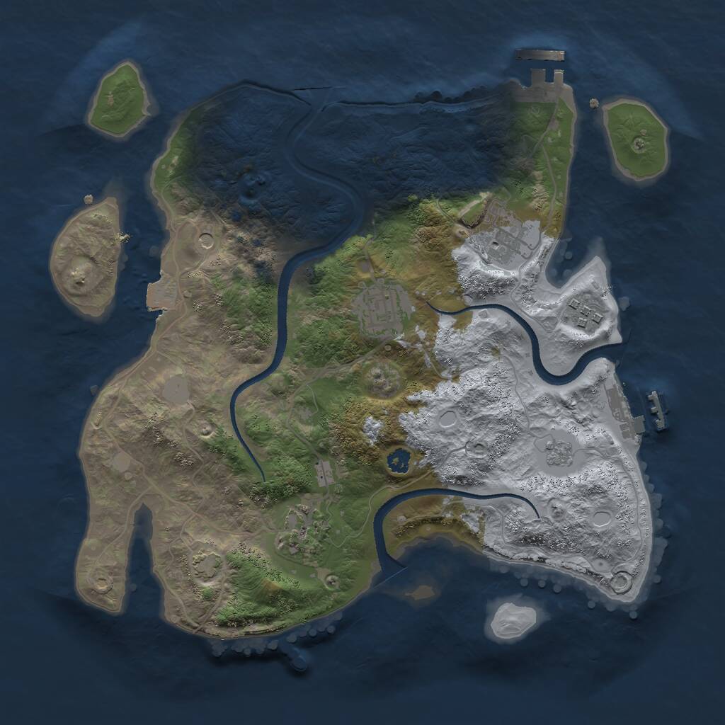 Rust Map: Procedural Map, Size: 3000, Seed: 1277759839, 10 Monuments