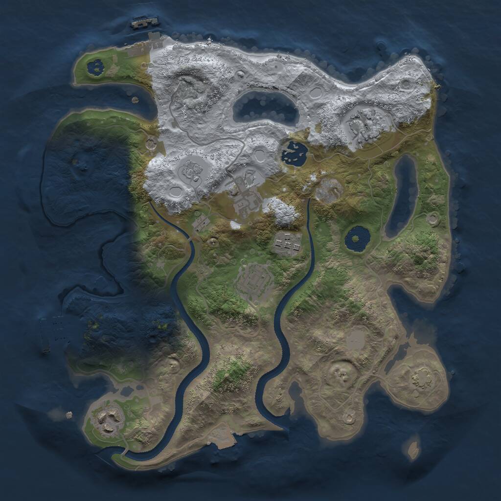 Rust Map: Procedural Map, Size: 3000, Seed: 1924204105, 12 Monuments