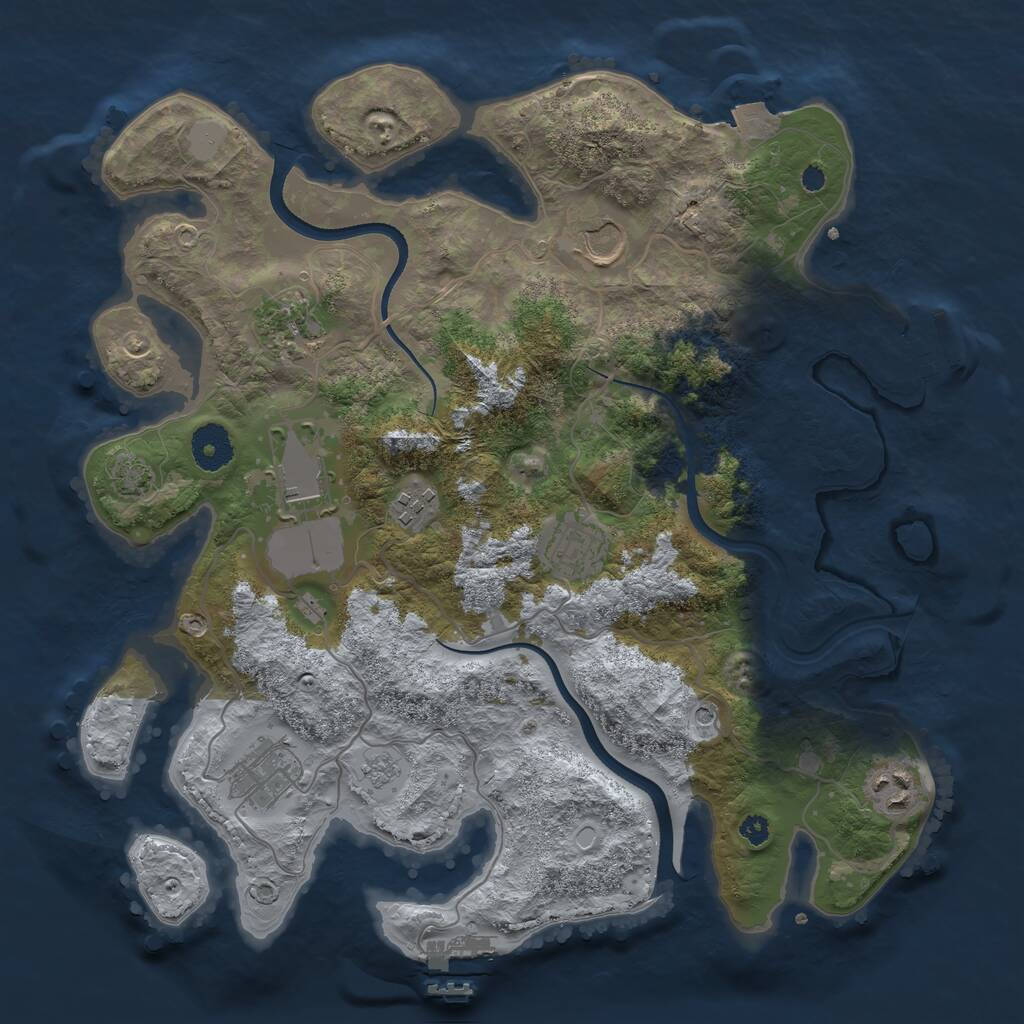Rust Map: Procedural Map, Size: 3500, Seed: 1990926824, 13 Monuments