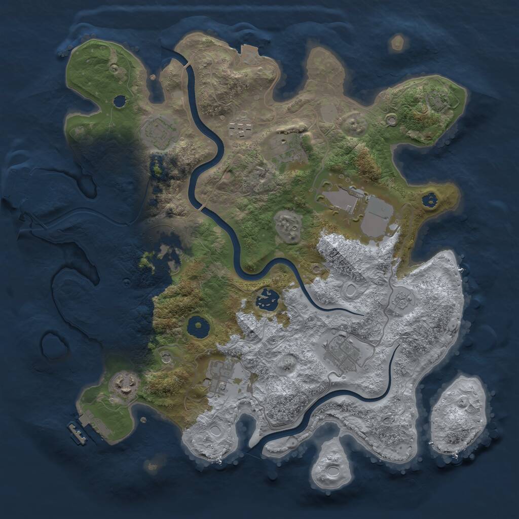 Rust Map: Procedural Map, Size: 3500, Seed: 1965042117, 15 Monuments