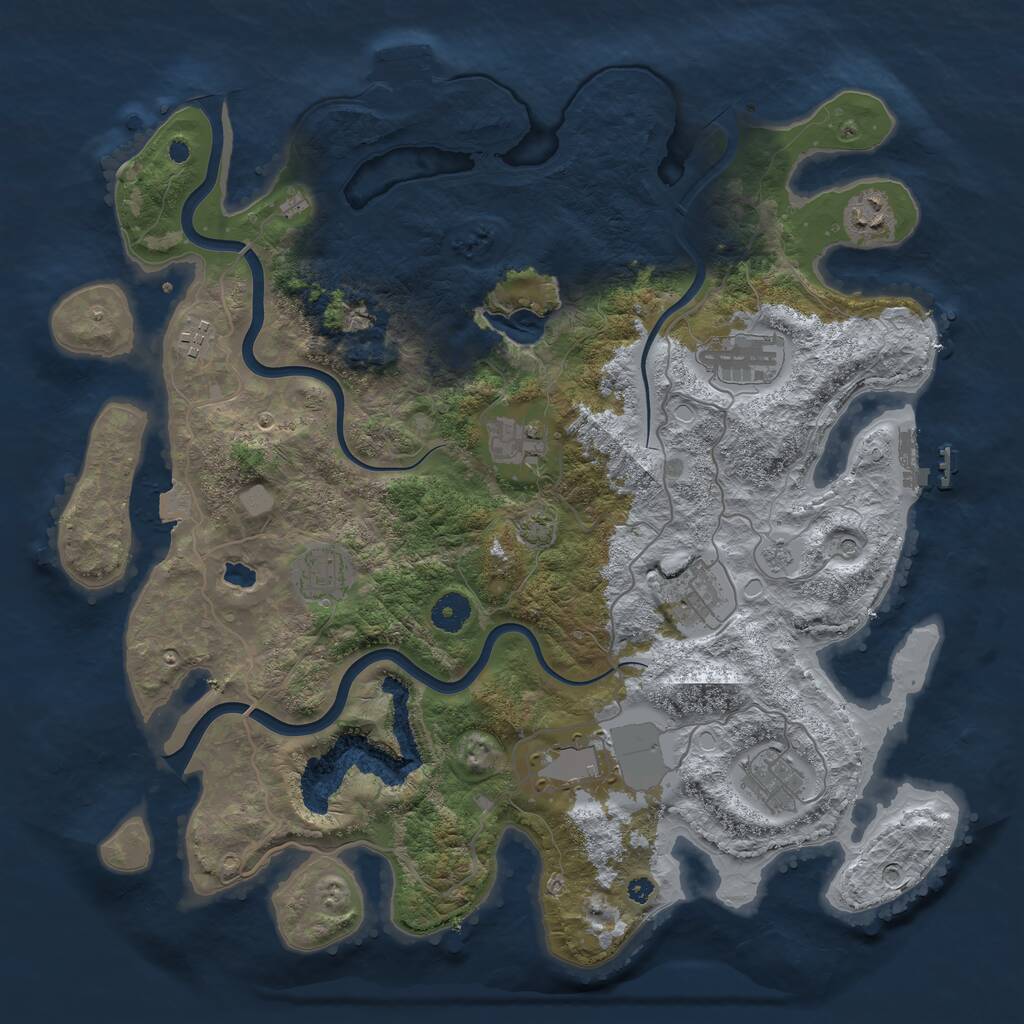 Rust Map: Procedural Map, Size: 4000, Seed: 287423827, 14 Monuments