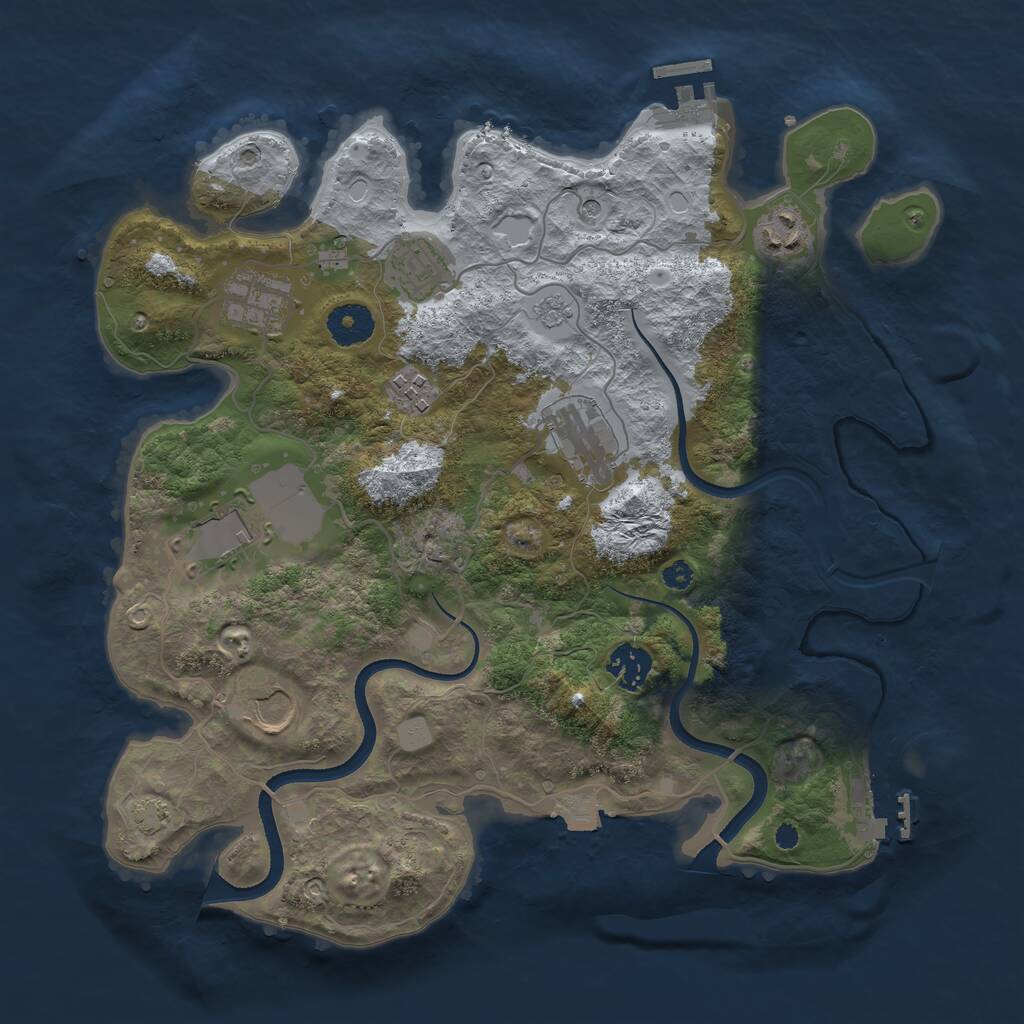 Rust Map: Procedural Map, Size: 3500, Seed: 962437784, 14 Monuments