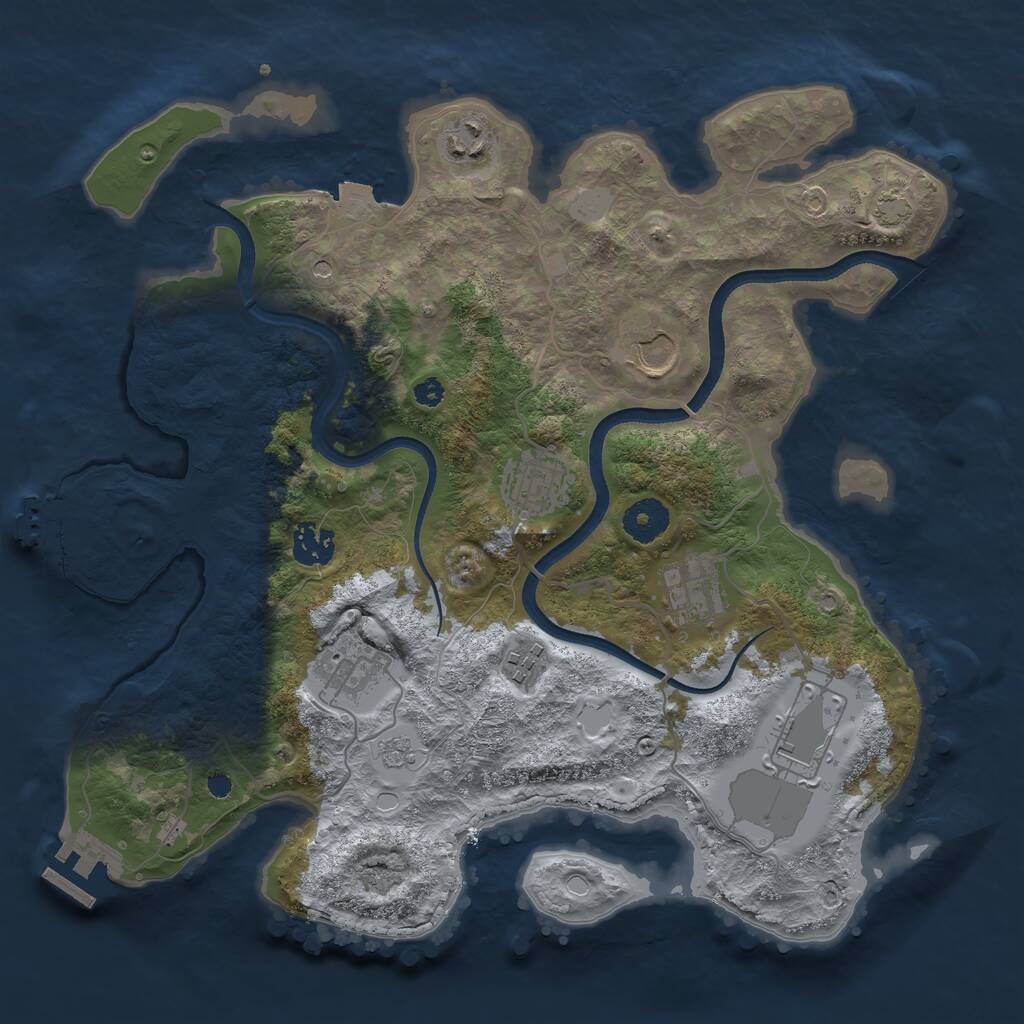 Rust Map: Procedural Map, Size: 3500, Seed: 1913769086, 14 Monuments