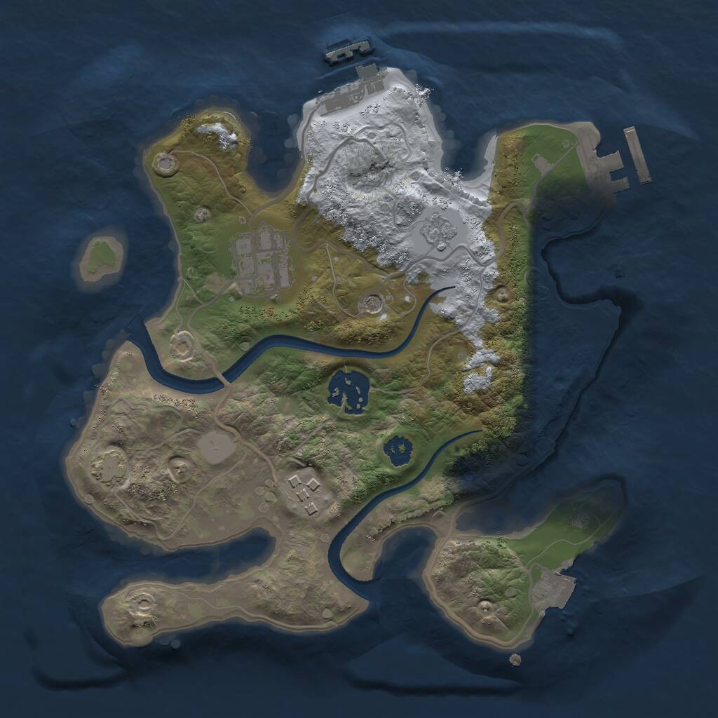 Rust Map: Procedural Map, Size: 2500, Seed: 1629063841, 9 Monuments