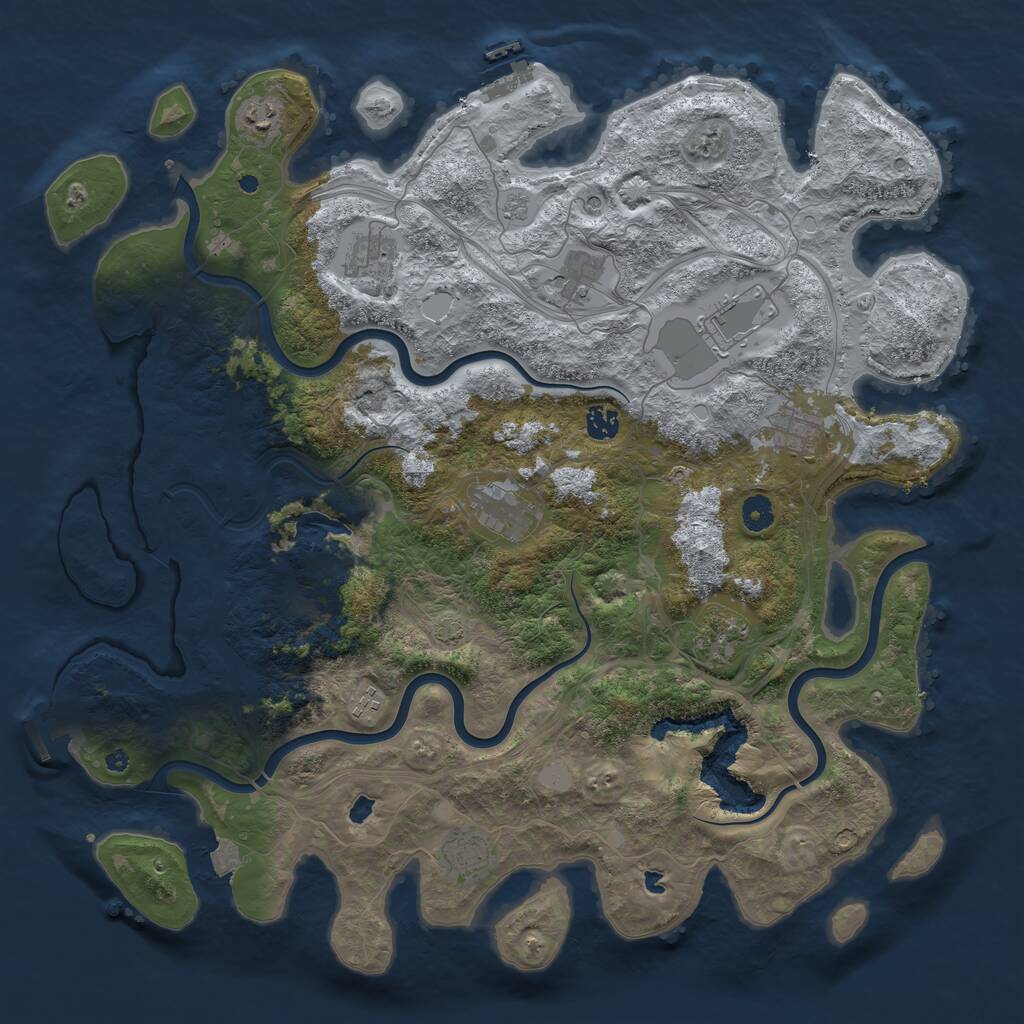 Rust Map: Procedural Map, Size: 4500, Seed: 687467122, 16 Monuments