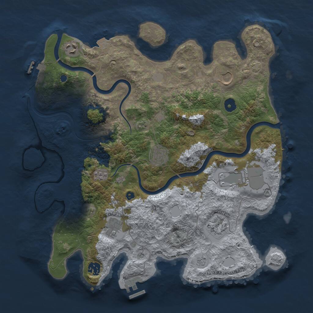 Rust Map: Procedural Map, Size: 3700, Seed: 526073851, 14 Monuments