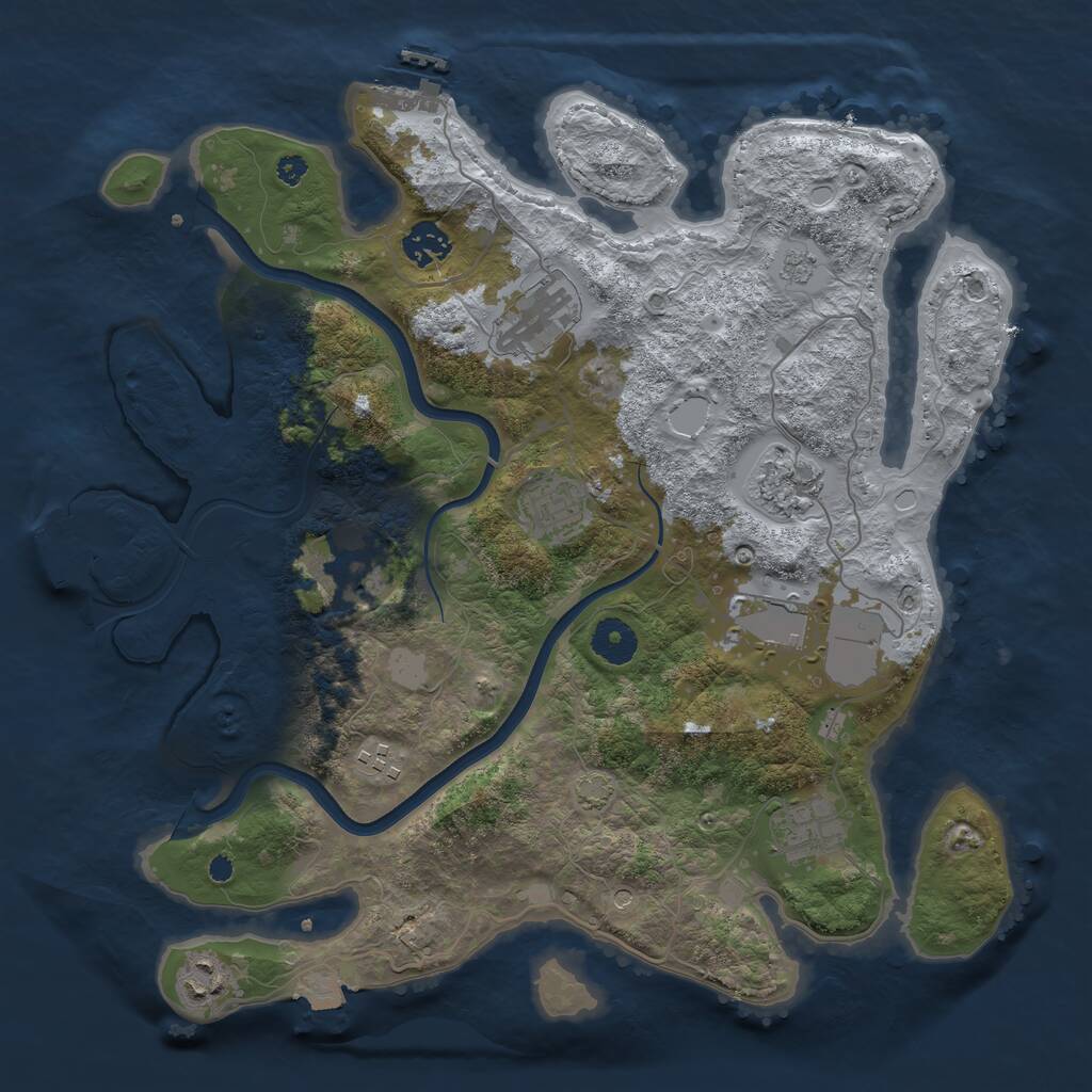 Rust Map: Procedural Map, Size: 3650, Seed: 23546, 15 Monuments