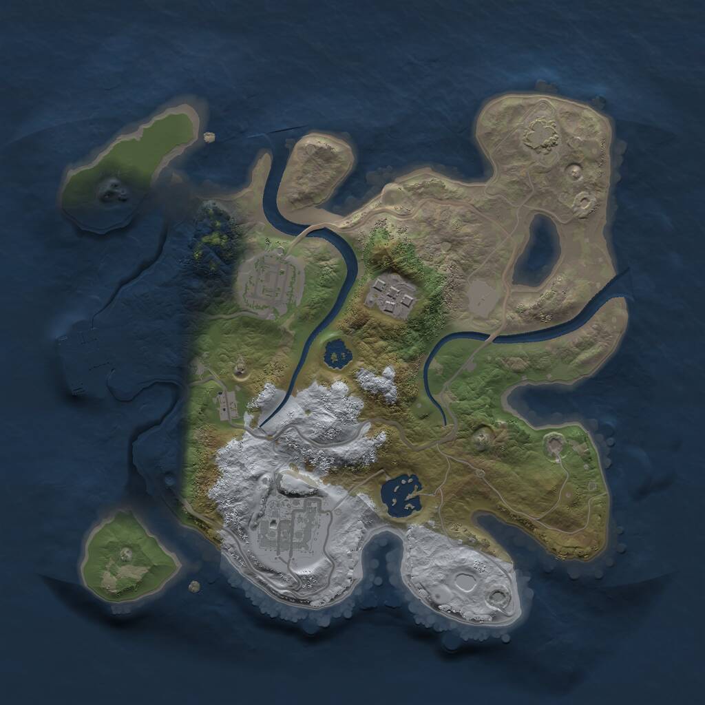 Rust Map: Procedural Map, Size: 2500, Seed: 271845, 7 Monuments