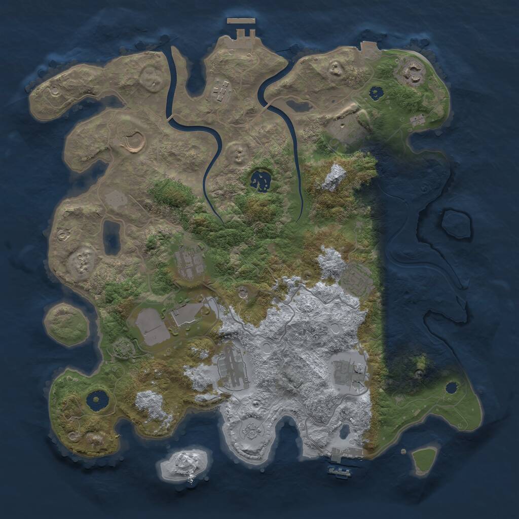 Rust Map: Procedural Map, Size: 3700, Seed: 395807240, 16 Monuments
