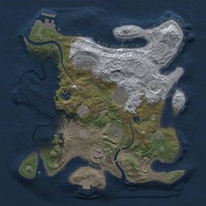 Thumbnail Rust Map: Procedural Map, Size: 3000, Seed: 840707779, 12 Monuments