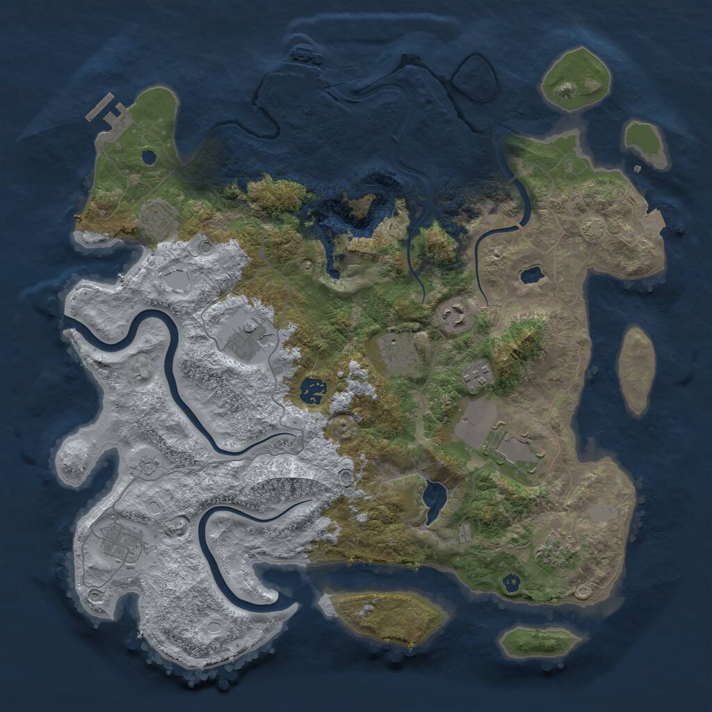 Rust Map: Procedural Map, Size: 4000, Seed: 1194050616, 15 Monuments